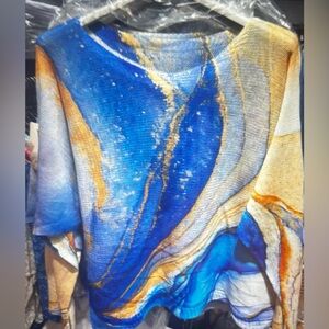 Tie-Dye Royal Blue Knit Sweater-O/S